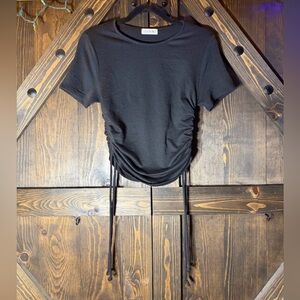 Popular 21 Black Ruched Side Tie Top Size L